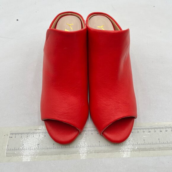 YDN Red Open Toe Mules Slip On Block Heeled Slide Sandals Prom Daily Dressy Shoe - Picture 2 of 7